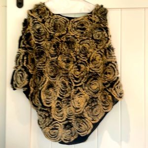 One size fits all rabbit fur poncho